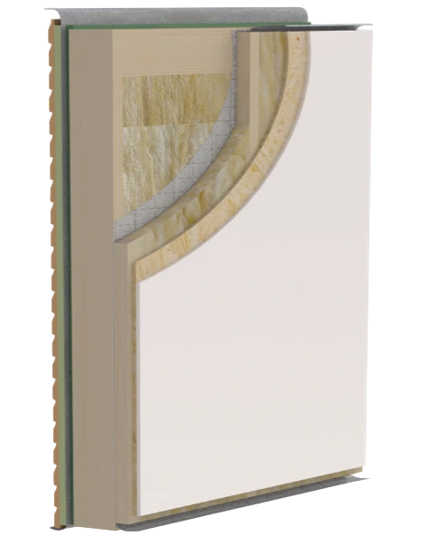 Coupe d'une paroi ossature bois